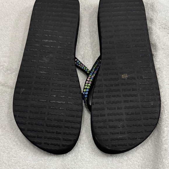Yellow Box Black Sandals with Colorful Rhinestones - Picture 3 of 5